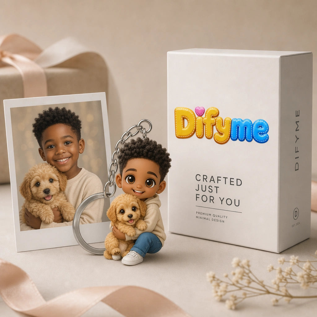 Custom 3D Cartoon Pet Keychain - Personalized Photo Figurine Bag Charm