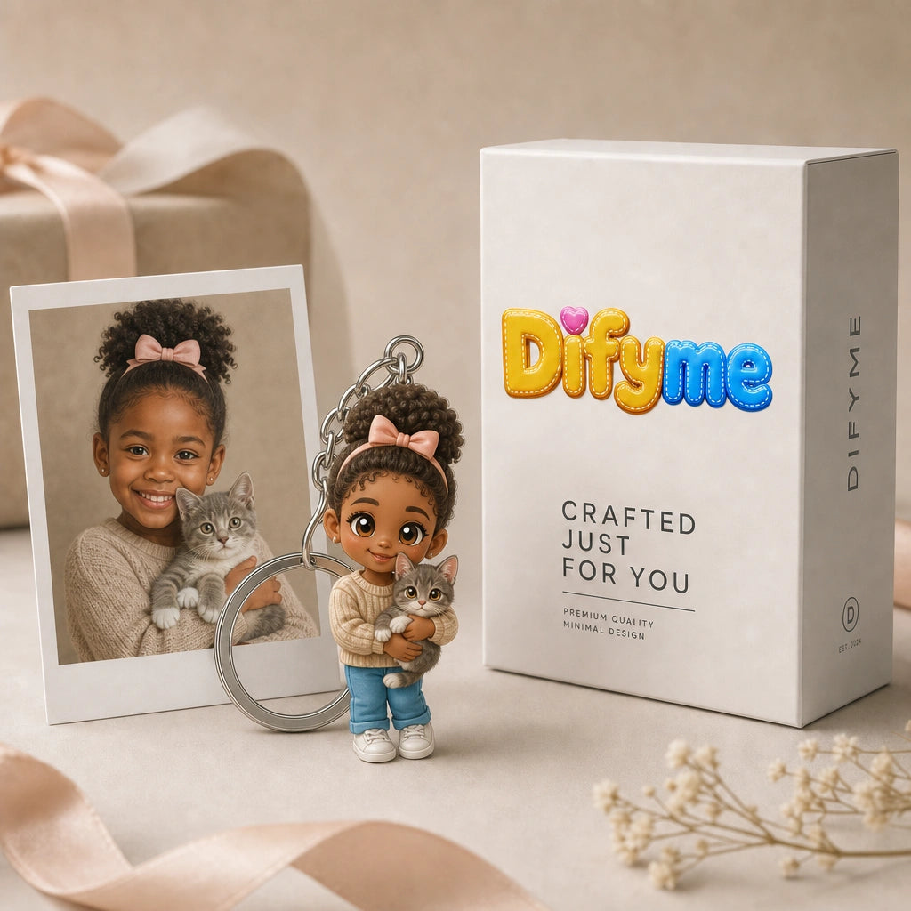 Custom 3D Cartoon Mini Me Keychain - Personalized Photo Figurine Bag Charm