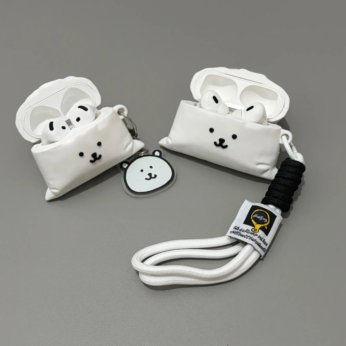 Fun Little White Bear Pouch AirPods Case