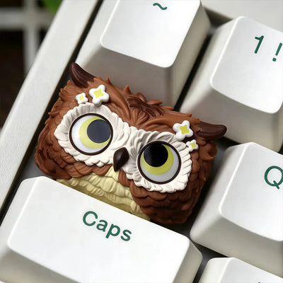 1.5U Cute Owl Resin Artisan Keycap for Mechanical Keyboards