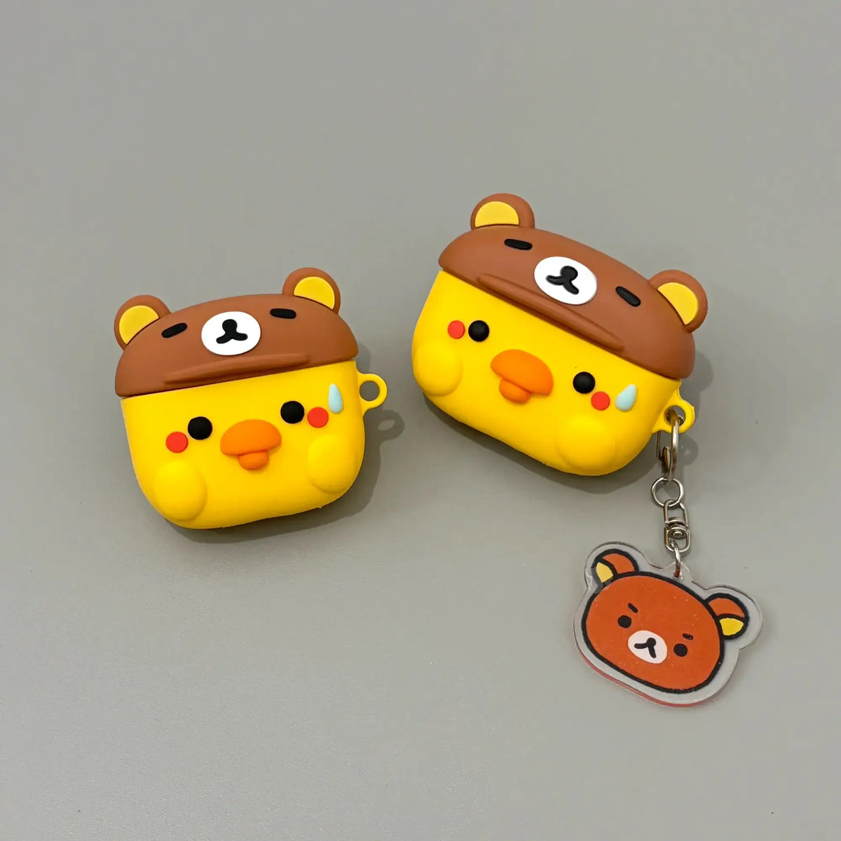 Cartoon Yellow Chick with Bear Hat AirPods Case