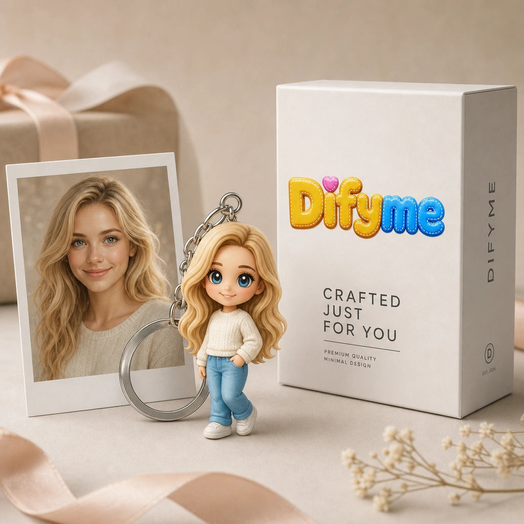Custom 3D Cartoon Mini Me Keychain - Personalized Photo Figurine Bag Charm