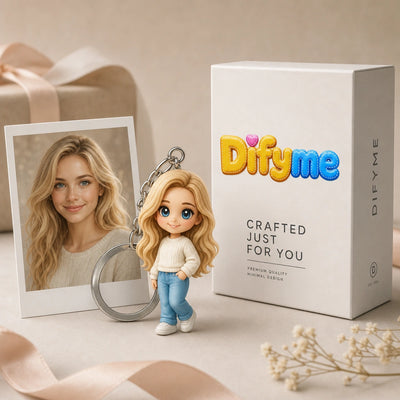 Custom 3D Cartoon Mini Me Keychain - Personalized Photo Figurine Bag Charm