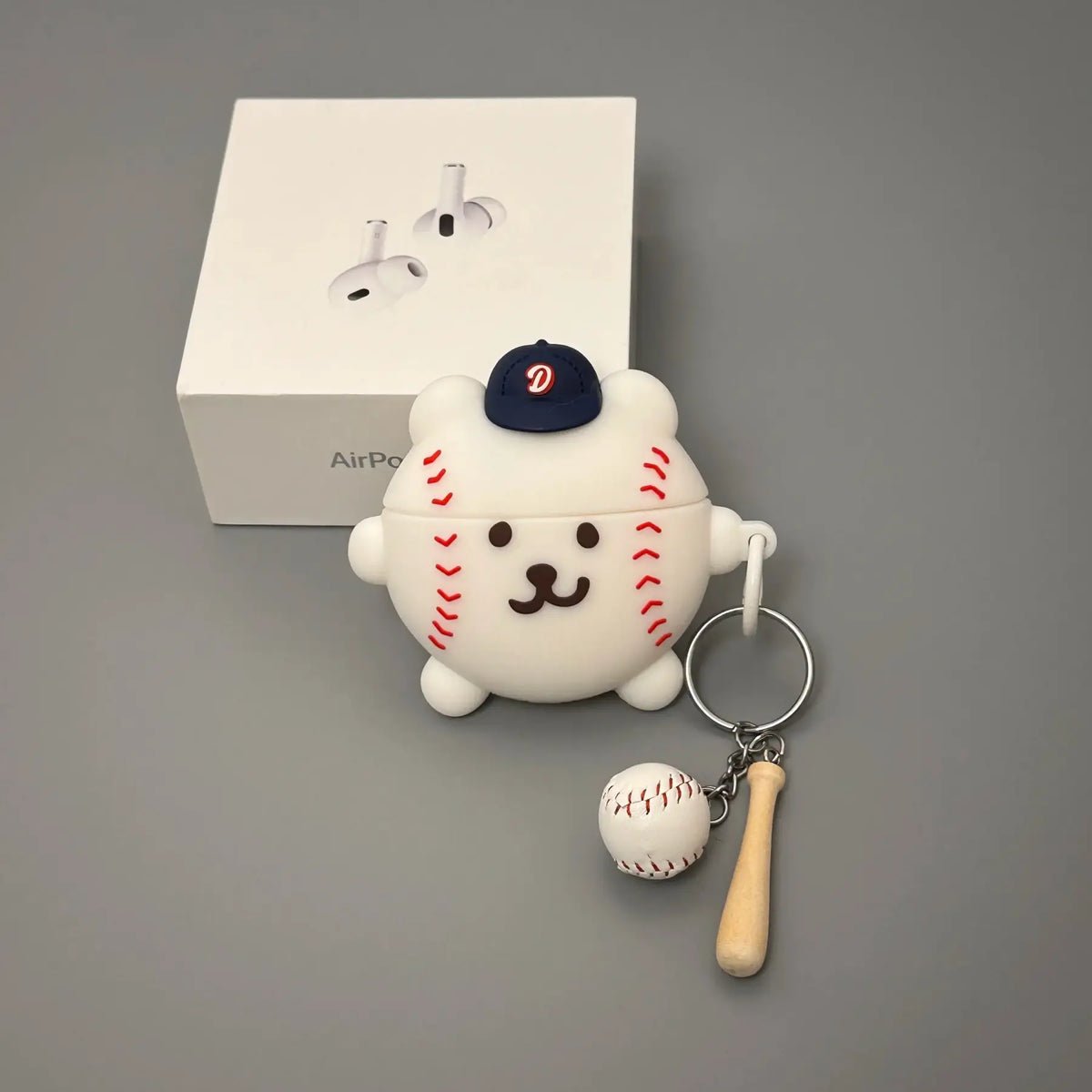 Cute Self-Deprecating Bear Baseball AirPods Case