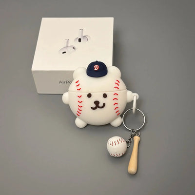 Cute Self-Deprecating Bear Baseball AirPods Case