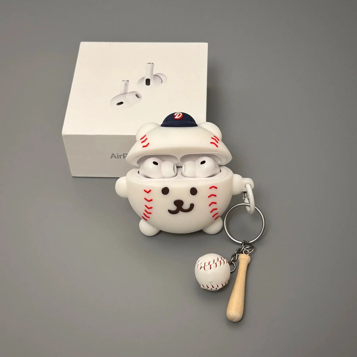 Cute Self-Deprecating Bear Baseball AirPods Case