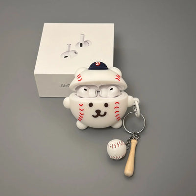 Cute Self-Deprecating Bear Baseball AirPods Case