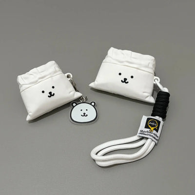 Fun Little White Bear Pouch AirPods Case