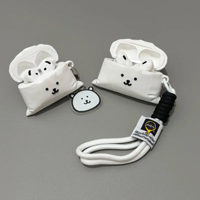 Fun Little White Bear Pouch AirPods Case